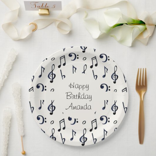 Assiettes En Carton Notes musicales mignonnes Motif Anniversaire (Mariage)