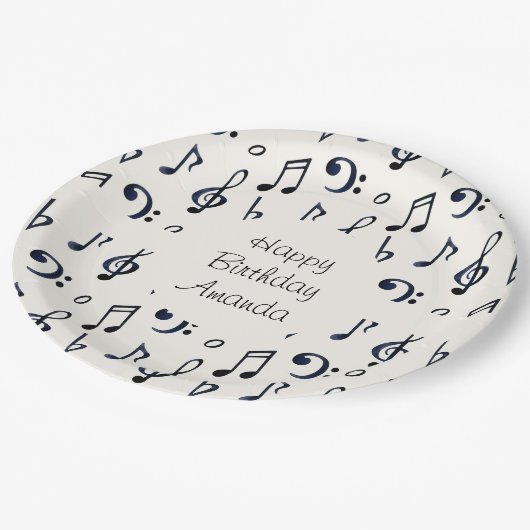 Assiettes En Carton Notes musicales mignonnes Motif Anniversaire (Angle)