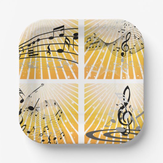 Assiettes En Carton Notes musicales multiples (Recto)