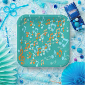 Assiettes En Carton notes musicales orange et blues (Fête)