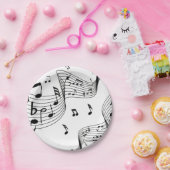 Assiettes En Carton Notes musicales sur le blanc (Fête)