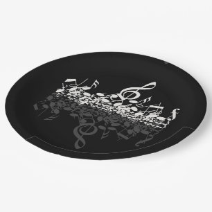 Assiettes En Carton Nothin' But Trek White Music Notes Plaques de papi