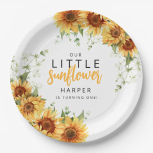 Assiettes En Carton Notre fête d'anniversaire de la petite tournesol
