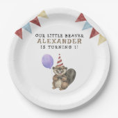 Assiettes En Carton Notre Little Beaver 1ère fête d'anniversaire (Devant)