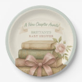 Assiettes En Carton Notre Nouveau Chapitre Attend Le Baby shower Rose (Devant)