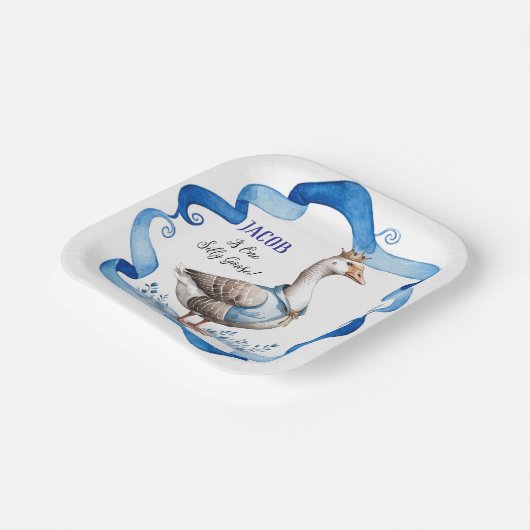 Assiettes En Carton Notre Oie Silencieuse Tourne Un Garçon Anniversair (Angulaire)