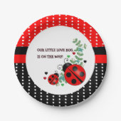 Assiettes En Carton Notre petit amour Bug rouge Baby shower noir (Devant)