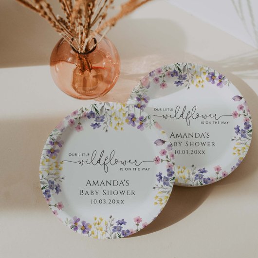 Assiettes En Carton Notre petit Baby shower Fleur sauvage