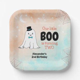 Assiettes En Carton Notre Petit Boo Cute Ghost Avec Casquette 2e Anniv