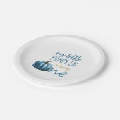 Assiettes En Carton Notre petit Citrouille bleu 1er anniversaire (Angle)