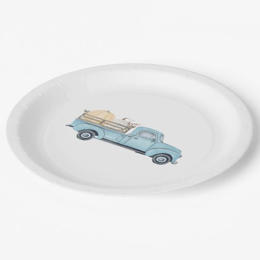 Assiettes En Carton Notre petit Citrouille/Camion bleu Plaque papier d (Angle)