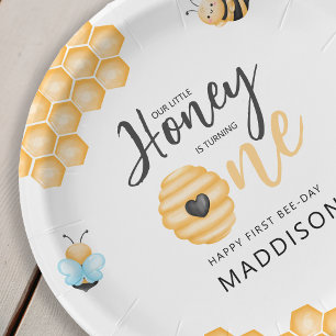 Assiettes En Carton Notre petit miel Photo du premier anniversaire