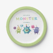 Assiettes En Carton Notre petit monstre | Trois monstres colorés (Devant)