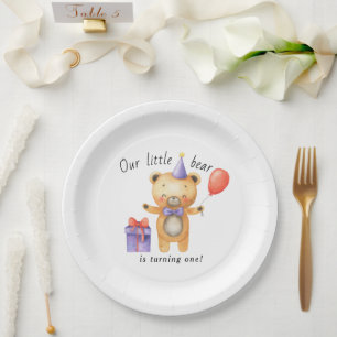 Assiettes En Carton Notre petit ours fête son premier anniversaire