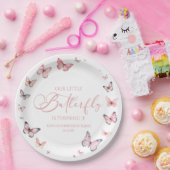 Assiettes En Carton Notre Petit Papillon Soft Rose Anniversaire (Fête)