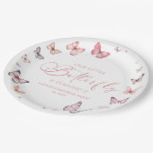 Assiettes En Carton Notre Petit Papillon Soft Rose Anniversaire (Angle)