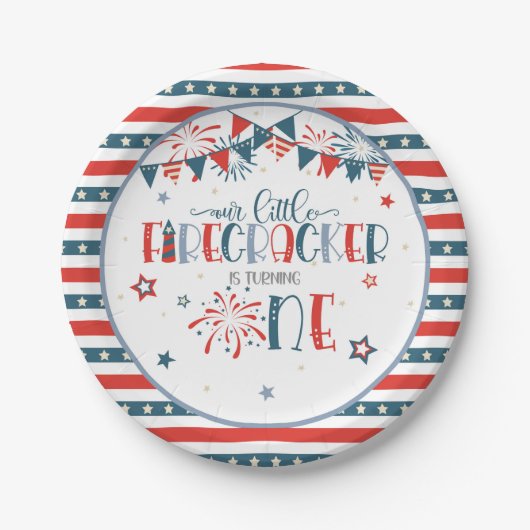 Assiettes En Carton Notre petit pétard 1er anniversaire (Devant)