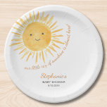 Assiettes En Carton Notre Petit Rayon De Baby shower Soleil<br><div class="desc">Prévoyez-vous un baby shower sur le thème du soleil ? Cette mignonne plaque en papier baby shower dit "Notre Petit Rayon de Soleil est Presque Ici" dans une typographie stylisée avec un soleil d'aquarelle jaune souriant. Facile à personnaliser. Il y a des serviettes et des tasses en papier assorties dans...</div>