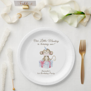 Assiettes En Carton Notre petit singe premier anniversaire