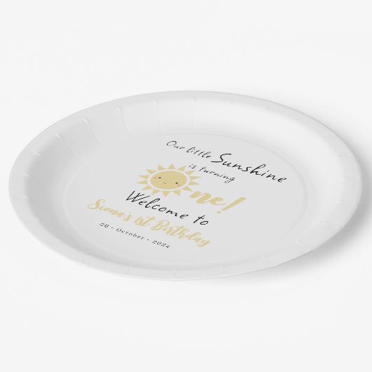 Assiettes En Carton Notre petit soleil devient un joli anniversaire (Angle)