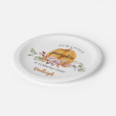 Assiettes En Carton Notre Petite Citrouille fête d'anniversaire (Angle)