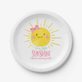 Assiettes En Carton Notre Petite Fille Sunshine Pink Bow Sun Summer Pa (Devant)