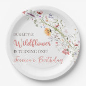 Assiettes En Carton Notre Petite Fleur sauvage Bébée Fille 1er anniver (Devant)