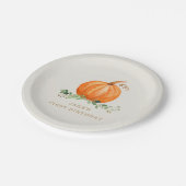 Assiettes En Carton Notre Petite Plaque D'Anniversaire Citrouille (Angle)