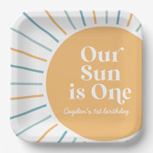 Assiettes En Carton Notre soleil est un Boho Sunshine anniversaire (Recto)
