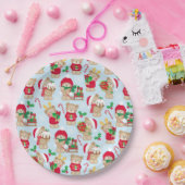 Assiettes En Carton Nounours de Noël en rouge et vert (Fête)