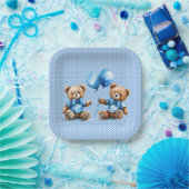 Assiettes En Carton Nounours jumeaux sur Pois (Fête)