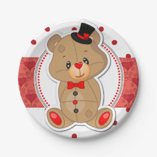 Assiettes En Carton Nounours pour la Saint-Valentin Fête Mignonne Chér