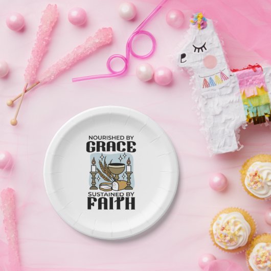 Assiettes En Carton Nourished by Grace, Sustained by Faith Design (Fête)