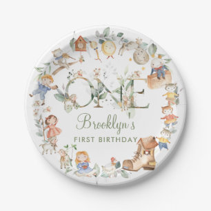 Assiettes En Carton Nourriture chic verte rime 1er anniversaire Neutre