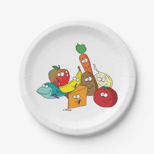 Assiettes En Carton Nourriture Drôle Avec Visages (Devant)