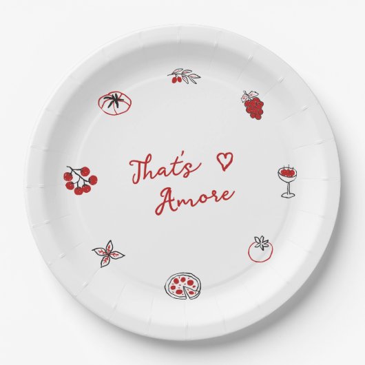 Assiettes En Carton Nourriture Italienne That's Amore Shower de Mariée (Devant)