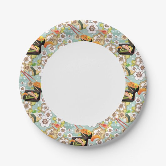 Assiettes En Carton Nourriture japonaise : Sushi Motif 4 (Devant)