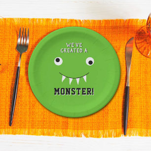 Assiettes En Carton "Nous avons créé un monstre" Baby shower Halloween