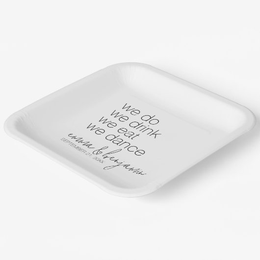 Assiettes En Carton Nous Buvons Danser Manger - Mariage moderne (Angulaire)