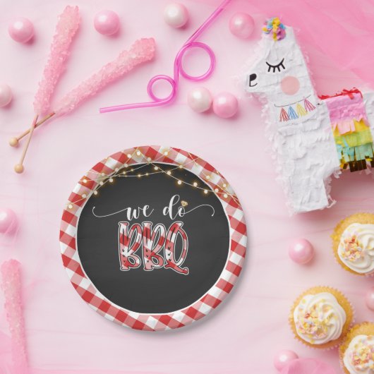 Assiettes En Carton Nous faisons BBQ Plaque papier - En vichy (Fête)