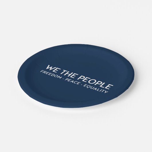 Assiettes En Carton NOUS LE PEUPLE Liberté Paix Égalité | Bleu (Angle)