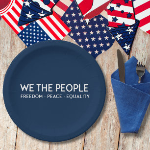 Assiettes En Carton NOUS LE PEUPLE Liberté Paix Égalité Bleu