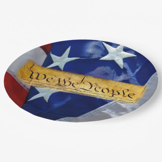 Assiettes En Carton Nous Peuple Constitution Américaine Et Drapeau (Angle)