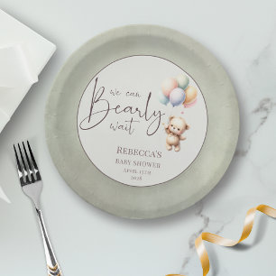 Assiettes En Carton Nous pouvons à peine attendre ballon d'ours mignon
