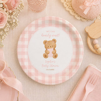 Assiettes En Carton Nous Pouvons à Peine Attendre Fille Baby Shower
