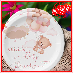 Assiettes En Carton Nous Pouvons à Peine Attendre Fille Rose Baby Show
