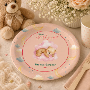 Assiettes En Carton Nous pouvons à peine attendre Garçon Ourson Mignon