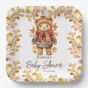 Assiettes En Carton Nous pouvons attendre Baby shower Feuille