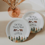 Assiettes En Carton Nous pouvons attendre le Baby shower d'automne<br><div class="desc">Les pins d'aquarelle et les plateaux de papier baby shower à thème tombent.</div>