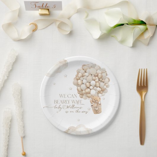 Assiettes En Carton Nous pouvons attendre un Baby shower neutre pour l (Mariage)